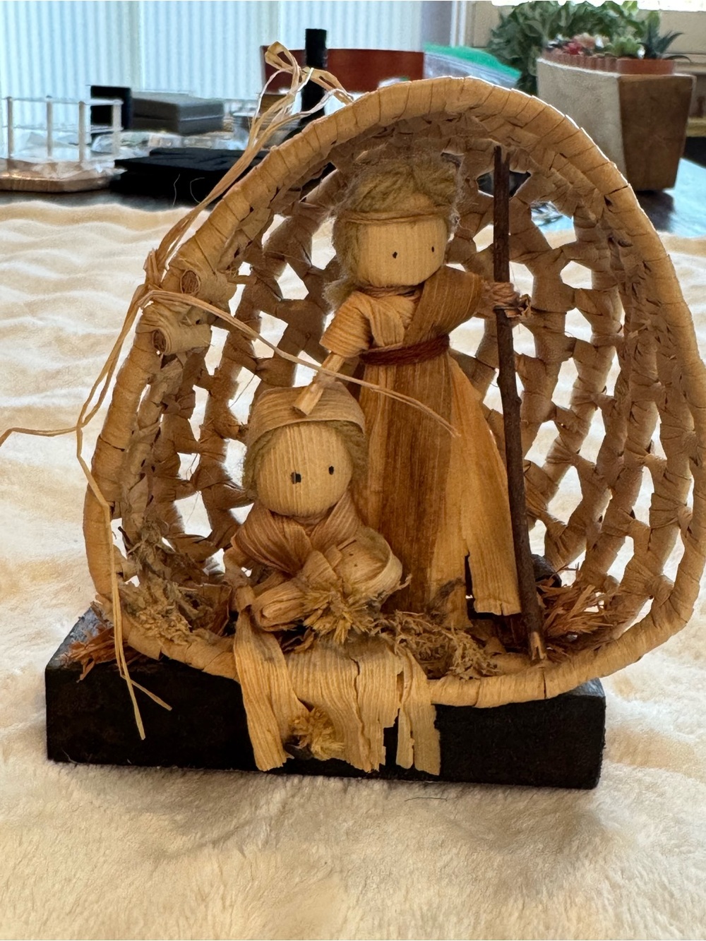 Vintage handmade folk art nativity scene